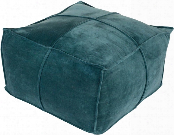 Cotton Velvet Cotton Pouf In Teal Color