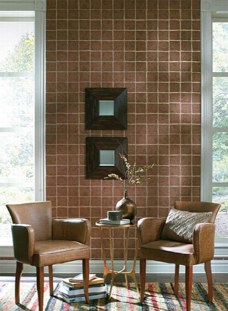 Cozumel Tile Wallpaper In Brown And Gold By Ronald Redding For York Wallcoverings