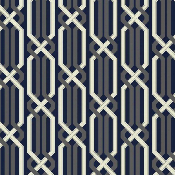 Criss Cross Wallpaper In Deepest Navy And Silver Design By Carey Lind For York Wallcoverings