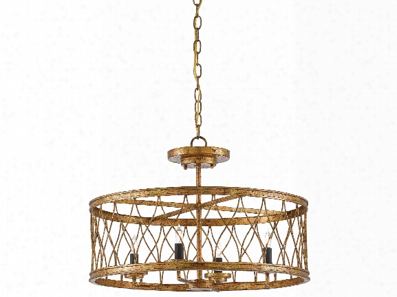 Crisscross Pendant In Gold Leaf Design By Currey & Company