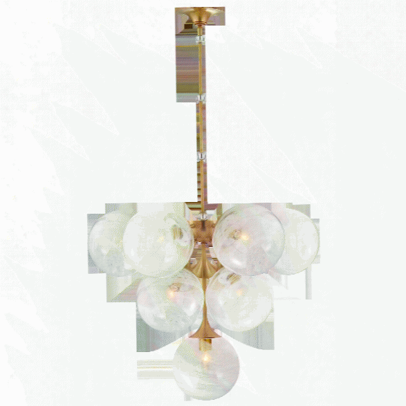 Cristol Tiered Chandelier In Various Finishes W/ White Strie Glass Design By Aerin