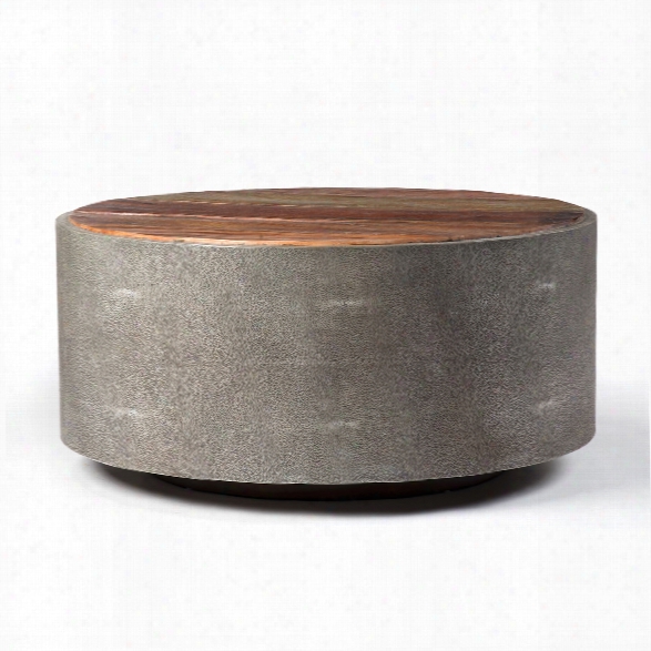 Crosby Round Coffee Table In Charcoal Shagreen