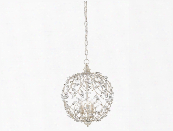 Crystal Bud Sphere Chandelier In Silver Granello Design By Currey & Comany