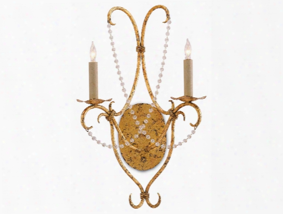 Crystal Lights Wall Sconce In Gold Leaf Design By Currey & Company