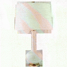 Coy Medium Table Lamp in Various Finishes w/ Natural Percale Shade design by Christopher Spitzmiller