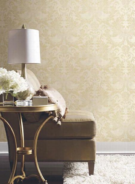 Aida Damask Wallpaper In Beige Design By York Wallcoverings