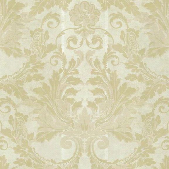 Aida Damask With Stripe Wallpaper In Beige Design By York Wallcoverings