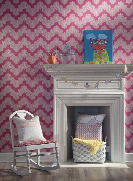 Airwaves Wallpaper In Fuchsia And White By York Wallcoverings