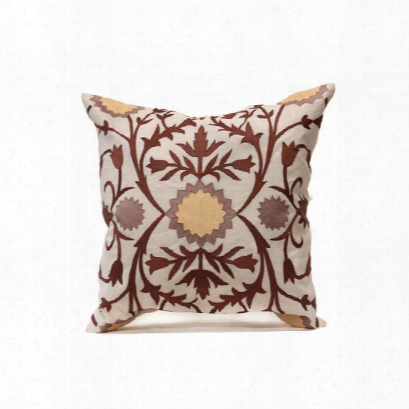 Ali Baba's Garden Pillow In Ivory & Ochre Design By Bliss Studio