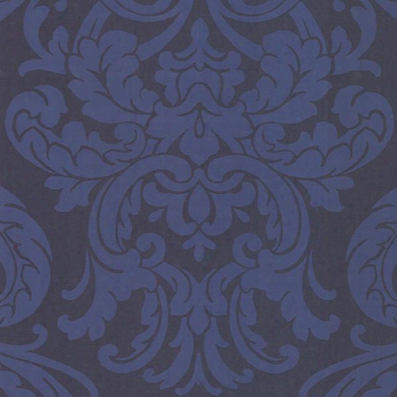 Alimos Navy Damask Wallpaper From The Savor Collection By Brewster Home Fashions