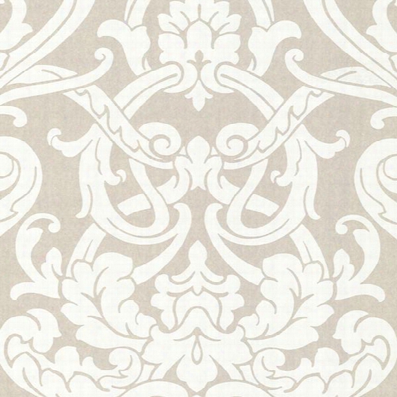 Alimos Taupe Damask Wallpaper From The Savor Collection By Brewster Home Fashions