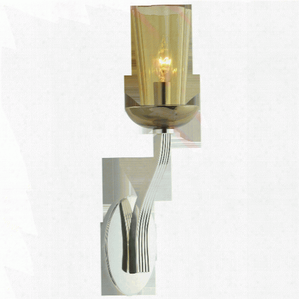 All Aglow Sconce In Soft Silver W/ Amber Glass Design By Barbara Barry