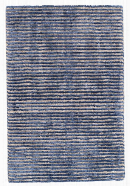 Cut Stripe Indigo Hand Knotted Wool/viscose Rug Design By Dash & Albert