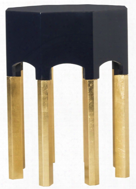 Dafne Lacquer Side Table In Navy Design By Safavieh