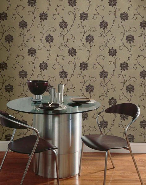 Dahli Brown Floral Trail Wallpaper Design By Brewster Home Fashions