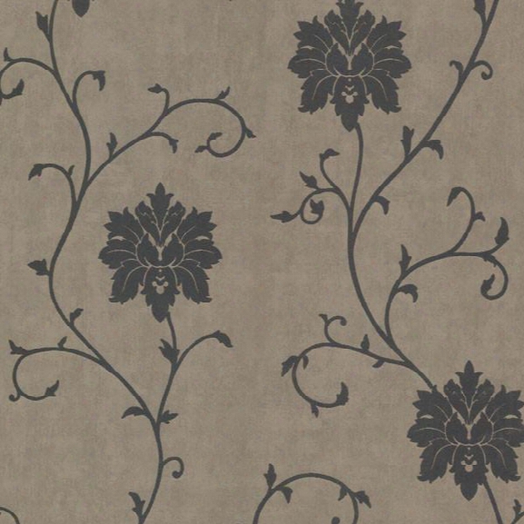 Dahli Pewter Floral Trail Wallpaper Design By Brewster Home Fashions