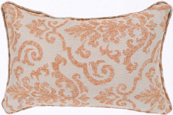 Damara Pillow In Beige & Bright Orange Design By Sunbrella