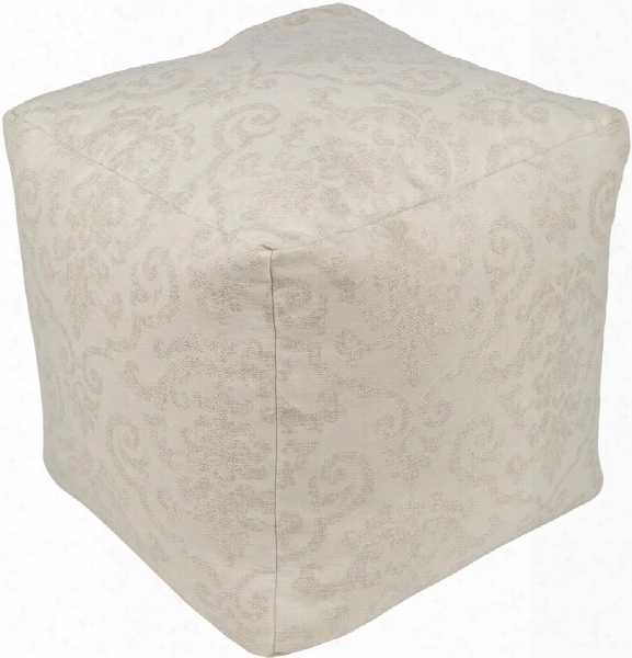 Damara Pouf In Cream & Khaki Design By Sunbrella