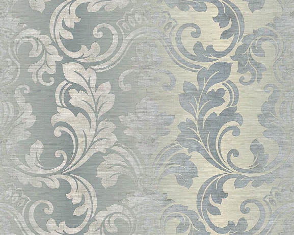 Damask Floral Trail Wallpaper In Beige And Blue Design By Bd Wall