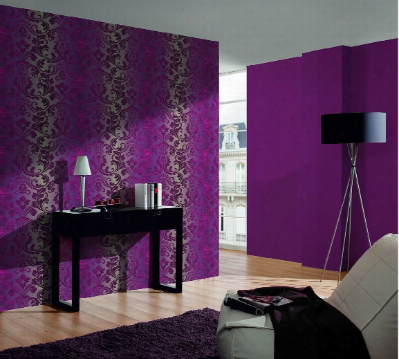 Damask Floral Trail Wallpaper In Purples Design By Bd Wall