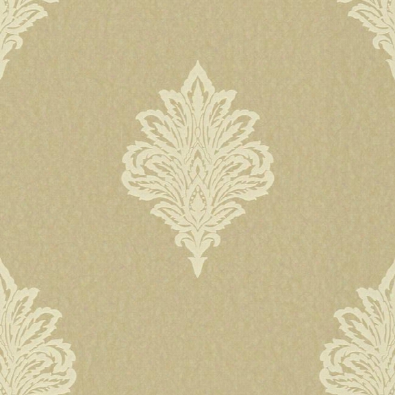 Damask Spot Wallpaper In Ivory And Gold Design By York Wallcoverings