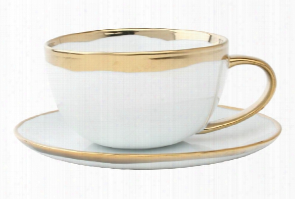 Dauville Gold Glazed Cup & Saucer Design By Canvas