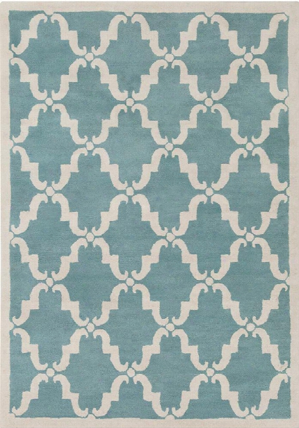 Davin Collection Hand-tufted Area Rug In Light Aqua & White Design By Chandra Rugs