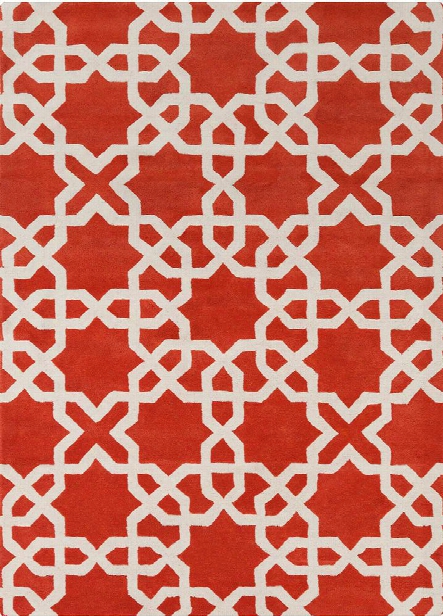 Davin Collection Hand-tufted Area Rug In Orange & White Design By Chandra Rugs