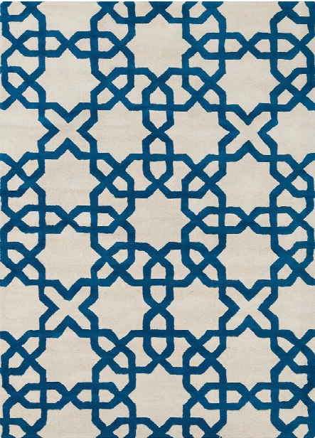 Davin Collection Hand-tufted Area Rug In White & Blue Design By Chandra Rugs