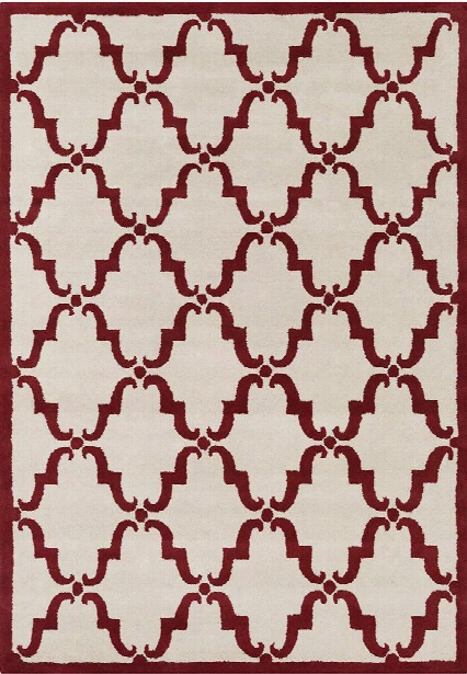 Davin Collection Hand-tufted Area Rug In White & Maroon Design By Chandra Rugs