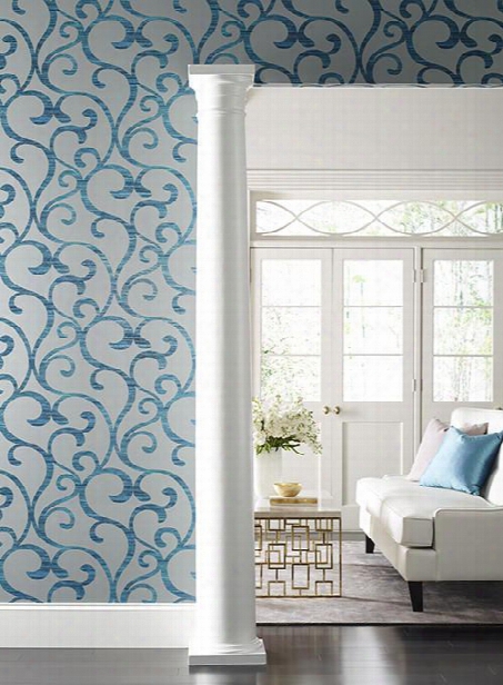 Dazzling Coil Wallpaper In Grey And Metallic Peacock By York Wallcoverings