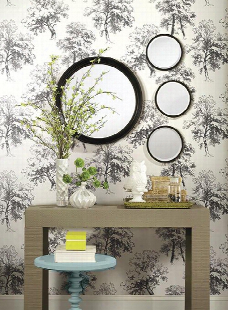 Deciduous Wallpaper In Black And White By Ashford Hiuse For York Wallcoverings