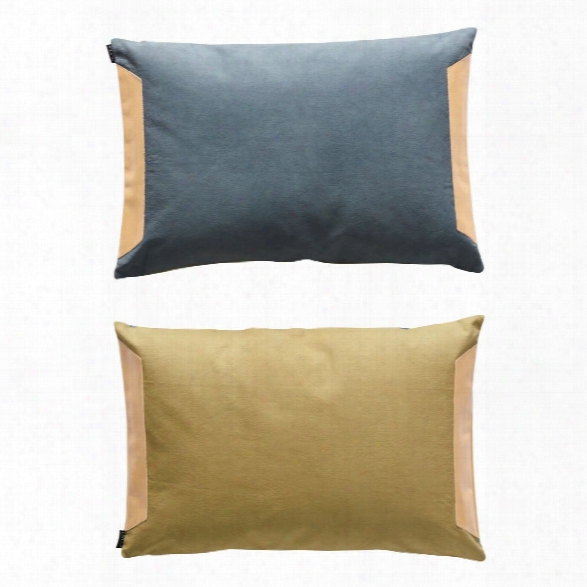 Deco Cushion In Steel Blue & Olive Design By Oyoy