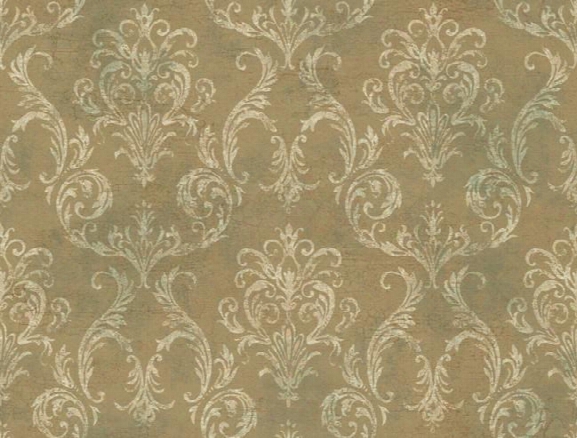 Delia Damask Wallpaper In Brown Design By York Wallcoverings