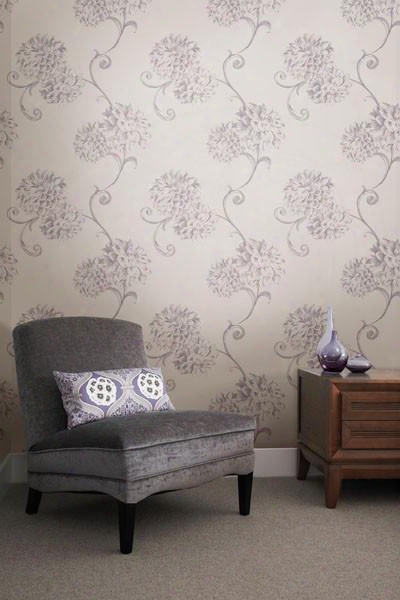 Deliah Purple Watercolor Dahlia Wallpaper Design By Brewster Home Fashions