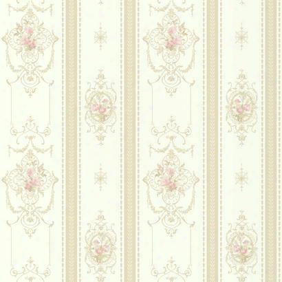 Delicate Rose Stripe Wallpaper In Off White Design By York Wallcoverings