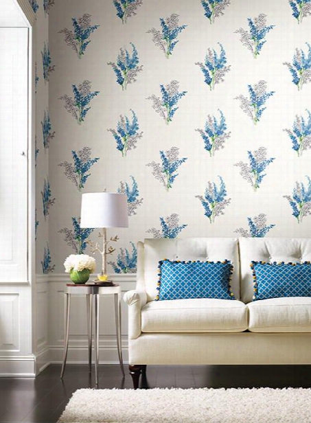 Delphinium Wallpaper In Blue And White Design By Carey Lind For York Wallcoverings