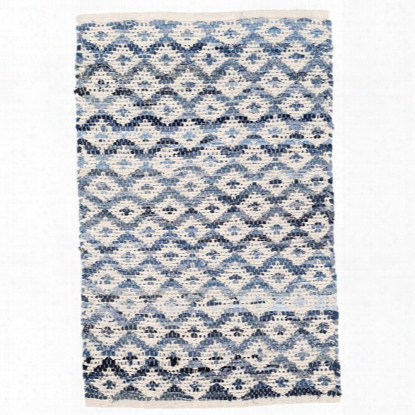 Denim Rag Diamond Ivory Woven Cotton Rug Design By Dash & Albert