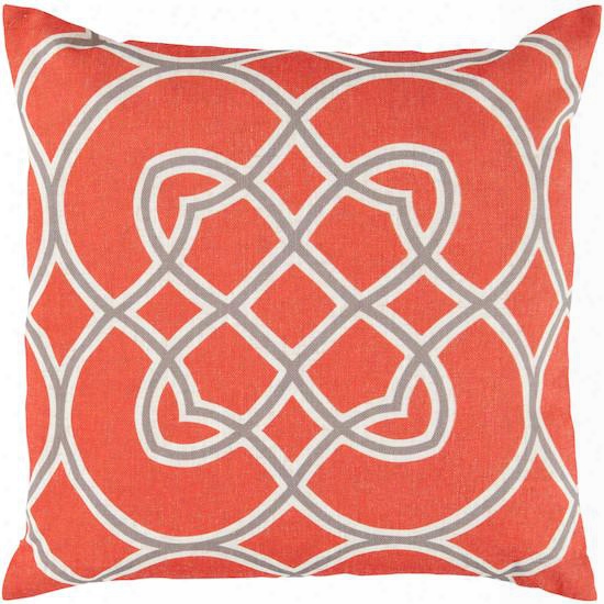 Diamond Accent Pillow In Orange And Grey Design By Surya
