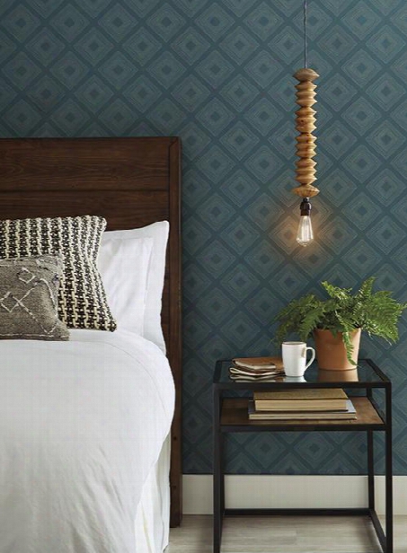 Diamond Sketch Wallpaper In Teal From Magnolia Home Vol. 2 By Joanna Gaines