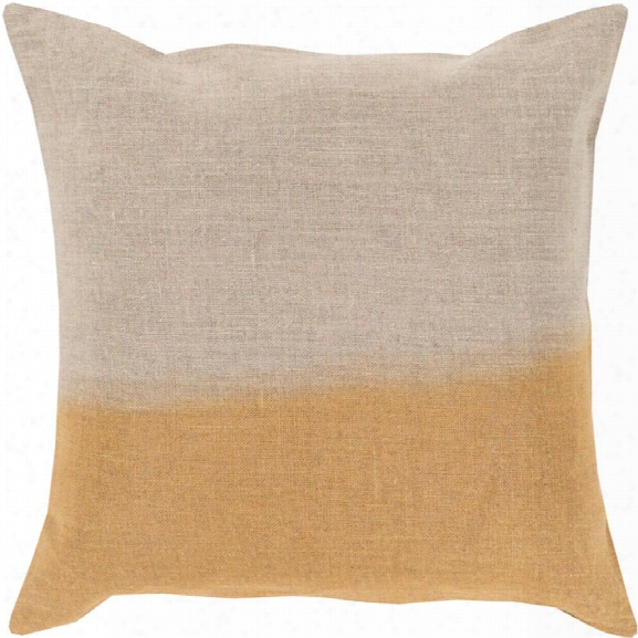 Dip Dyed 18" X 18" Linen Pillow In Khaki And Tan Tone By Surya