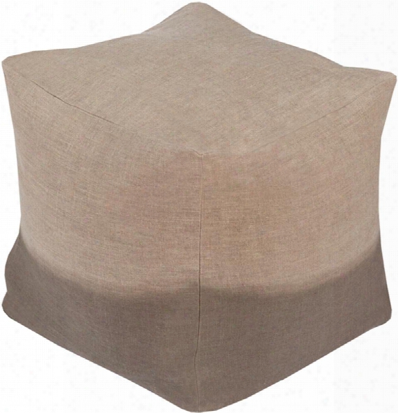 Dip Dyed Linen Pouf In Khaki And Taupe Color