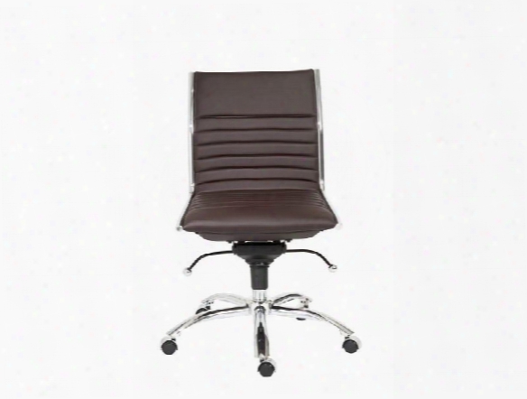 Dirk Low Back Office Chair Armless In Brown Design By Euro Style