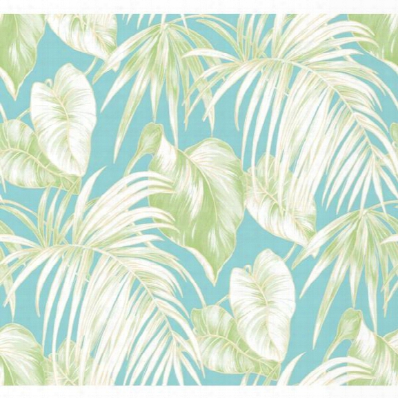 Dominica Wallpaper In Aqua And Green From The Tortuga Collection By Seabrook Wallcoverings