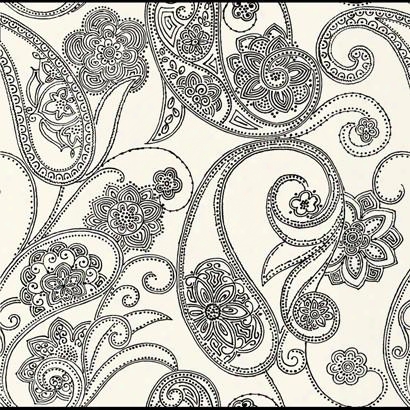 Dotted Paisley Wallpaper In Black And White Design By Candice Olson