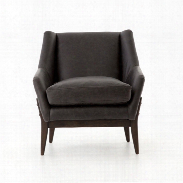 Dottie Leather Club Chair In Chaps Ebony