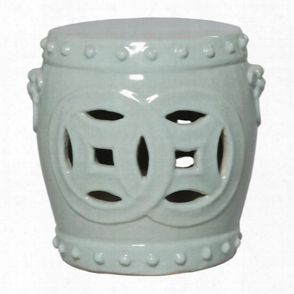 Double Fortune Garden Stool In Celadon Design By Emissary