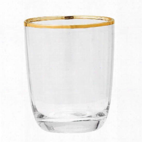 Drinking Glass W/ Gold Electroplated Rim Design By Bd Edition