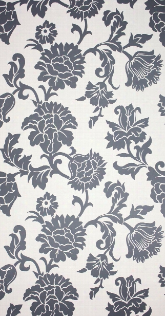 Dusa Wallpaper In Deep Grey-blue On Cream Color By Osborne & Little