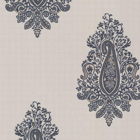 Dynasty Charcoal Paisley Wallpaper Design By Brewster Home Fashions